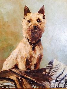 225x300 Cairn Terrier Dog Oil Painting Signed Listed English Artist - Cairn Terrier Painting