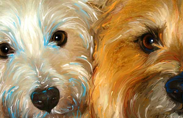 600x388 Painterly Art Of Westie And Cairn Terrier Art - Cairn Terrier Painting