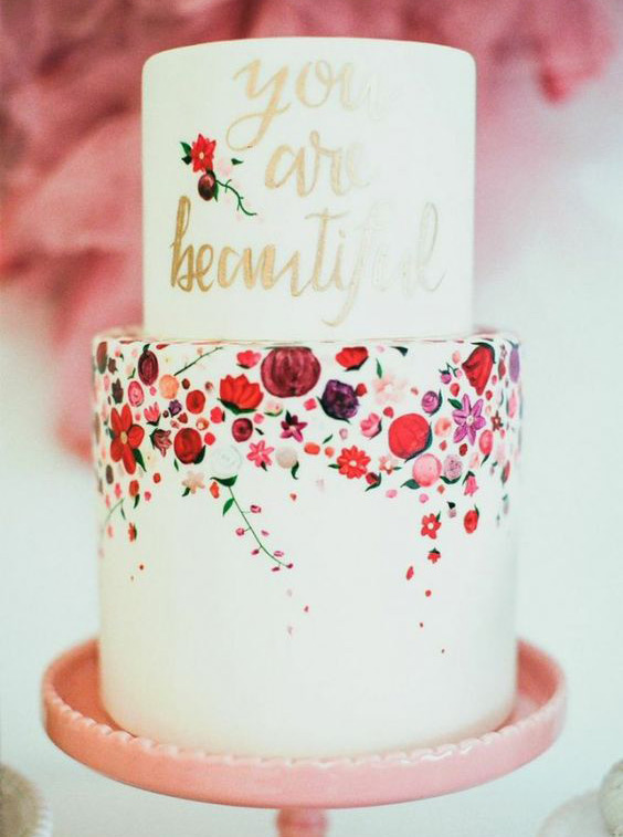 564x757 Hand Painted Wedding Cakes - Cake Painting