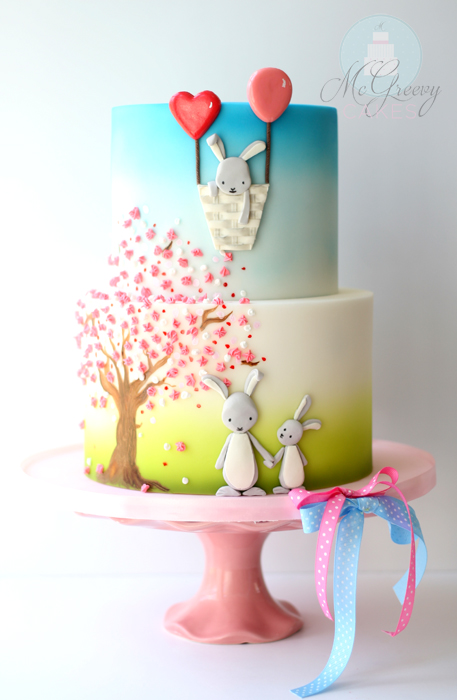 457x700 Hand Painting And 2(And 12)d Bunnies! - Cake Painting