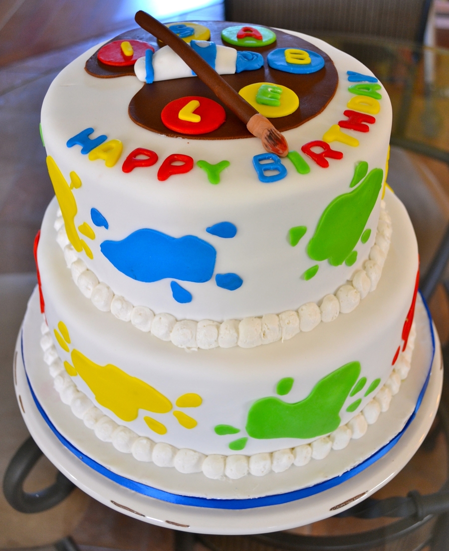 900x1104 Painting Party Cake - Cake Painting