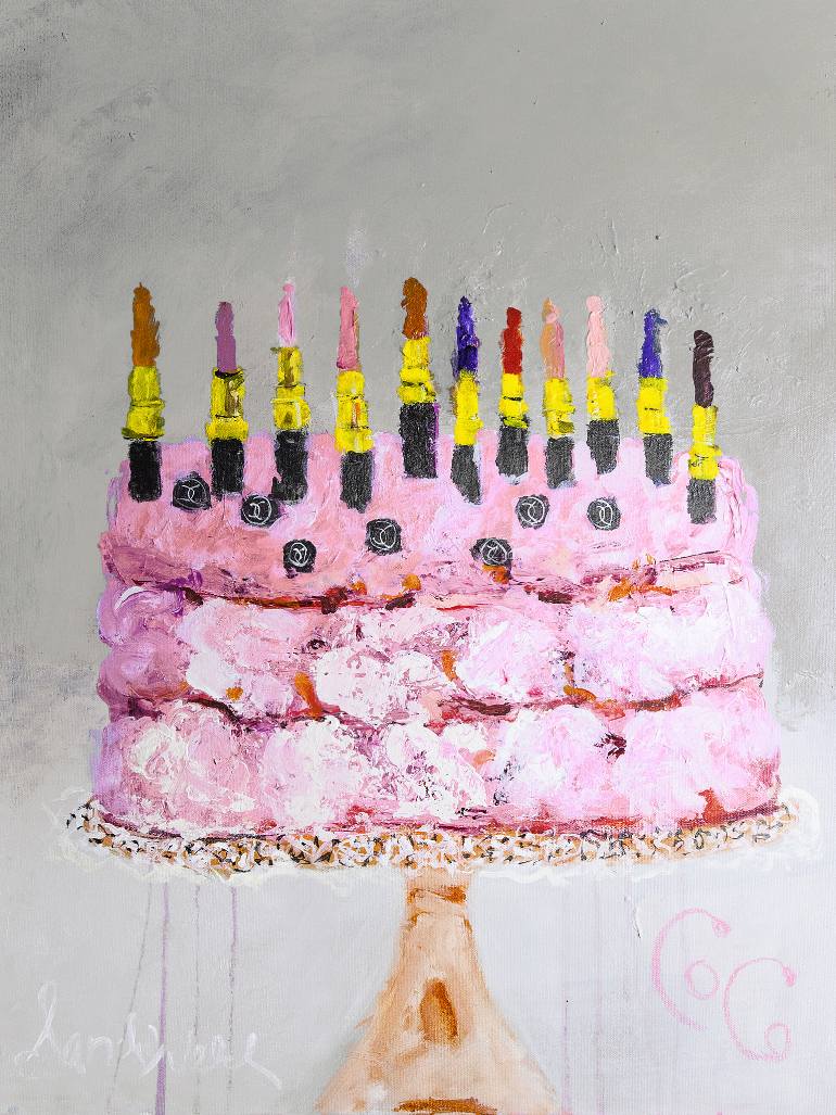 770x1027 Saatchi Art Chanel Lipstick Cake Painting By Sandy Welch - Cake Painting