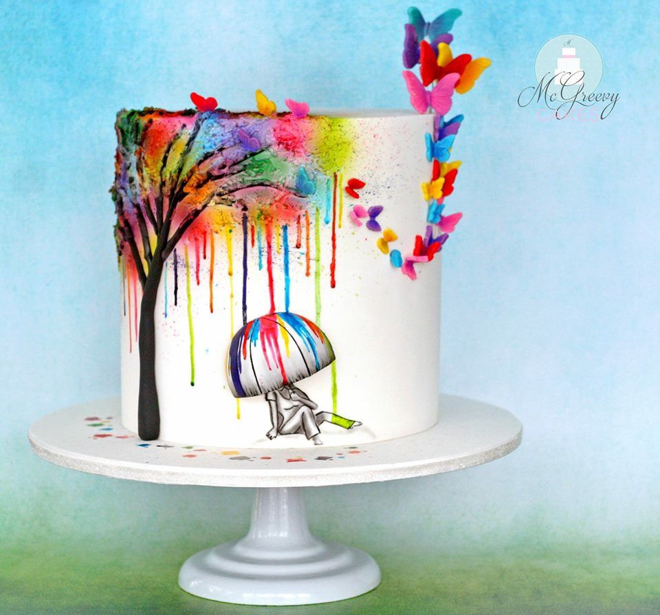 960x894 Water Paint Cake Cakes - Cake Painting