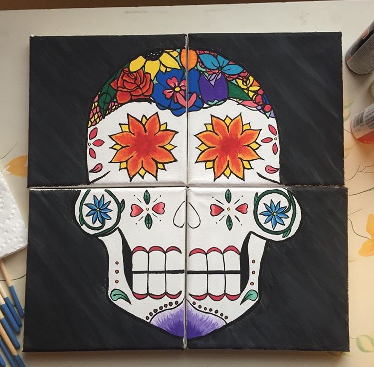 750x737 Original Calavera Painting - Calavera Painting