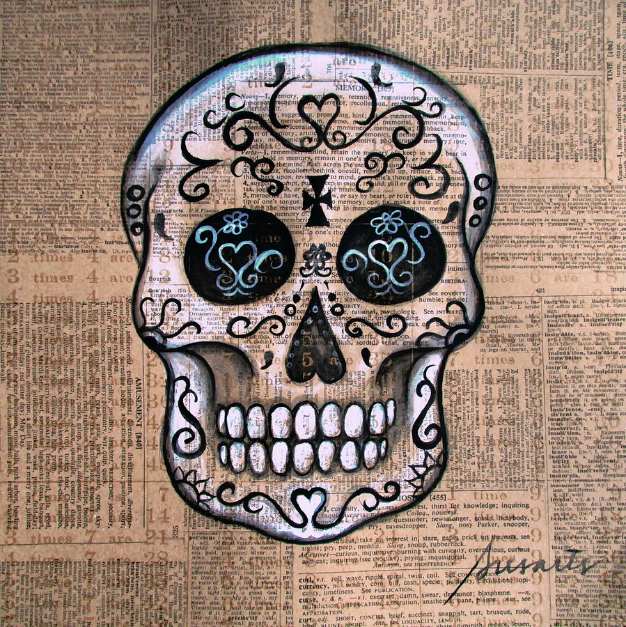 899x900 Senyora Calavera Painting By Pristine Cartera Turkus - Calavera Painting