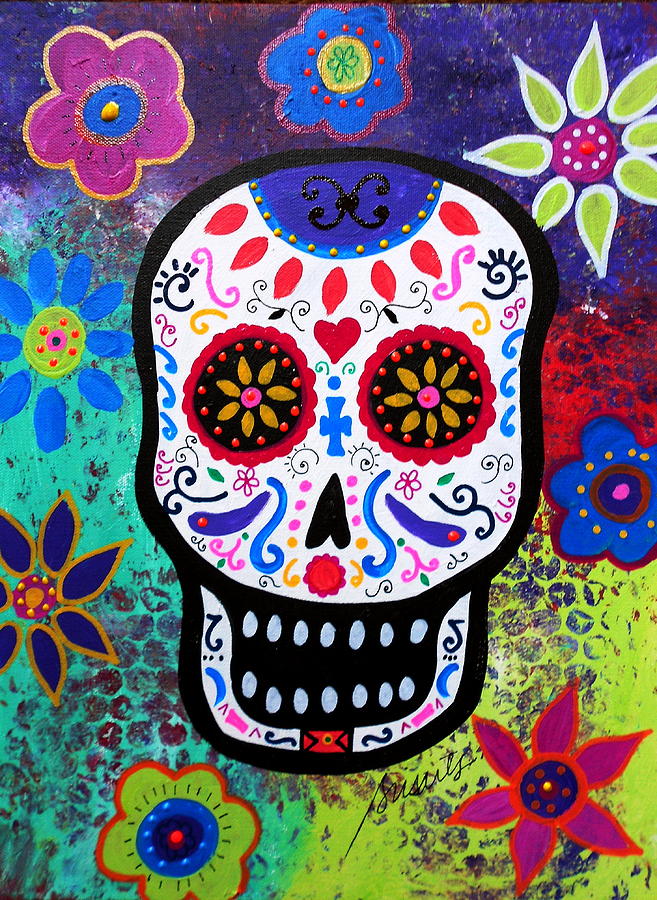 657x900 Calavera Skull Painting By Pristine Cartera Turkus - Calavera Painting