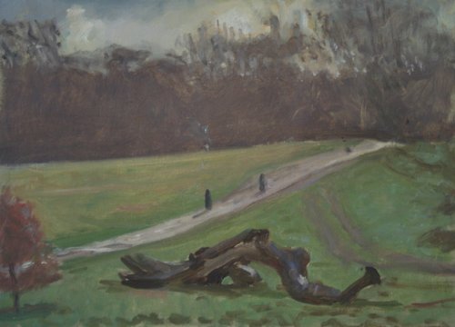 500x360 Fallen Tree, Hampstead Heath By David Caldwell (2017) Painting - Caldwell Painting