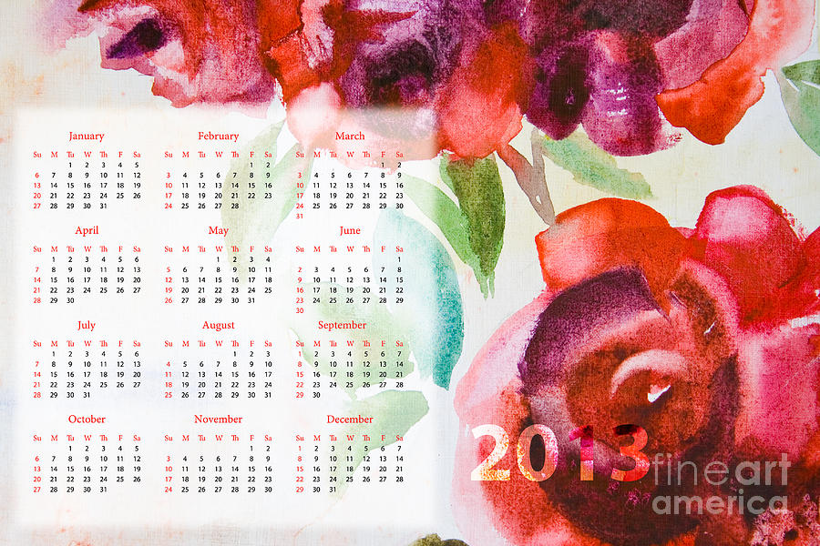 900x600 Template For Calendar 2013 Painting By Regina Jershova - Calendar Painting