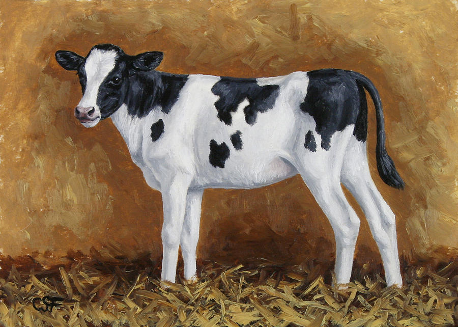 900x642 Holstein Calf Painting By Crista Forest - Calf Painting