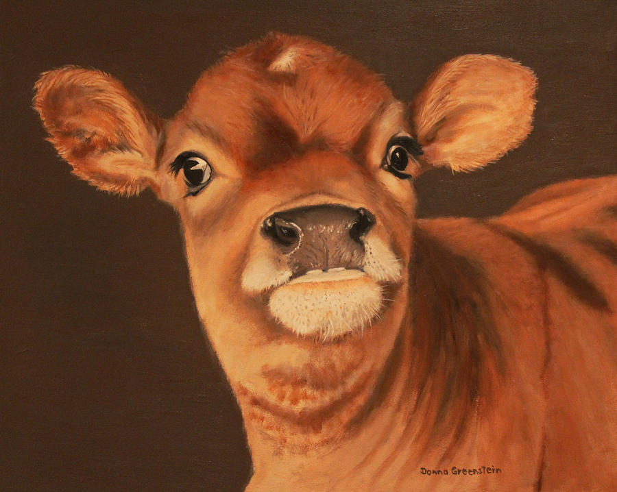 900x718 Rexlea Jersey Calf Painting By Donna Greenstein - Calf Painting