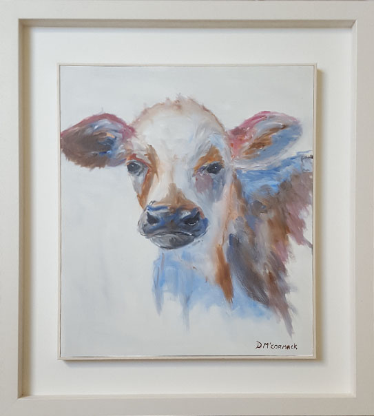 543x604 Stuart Impressionist Oil Painting Of Charolais Calf - Calf Painting