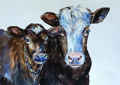 400x285 Top Art Work Cow And A Calf Art Oil Painting 100% Handpainted Art - Calf Painting