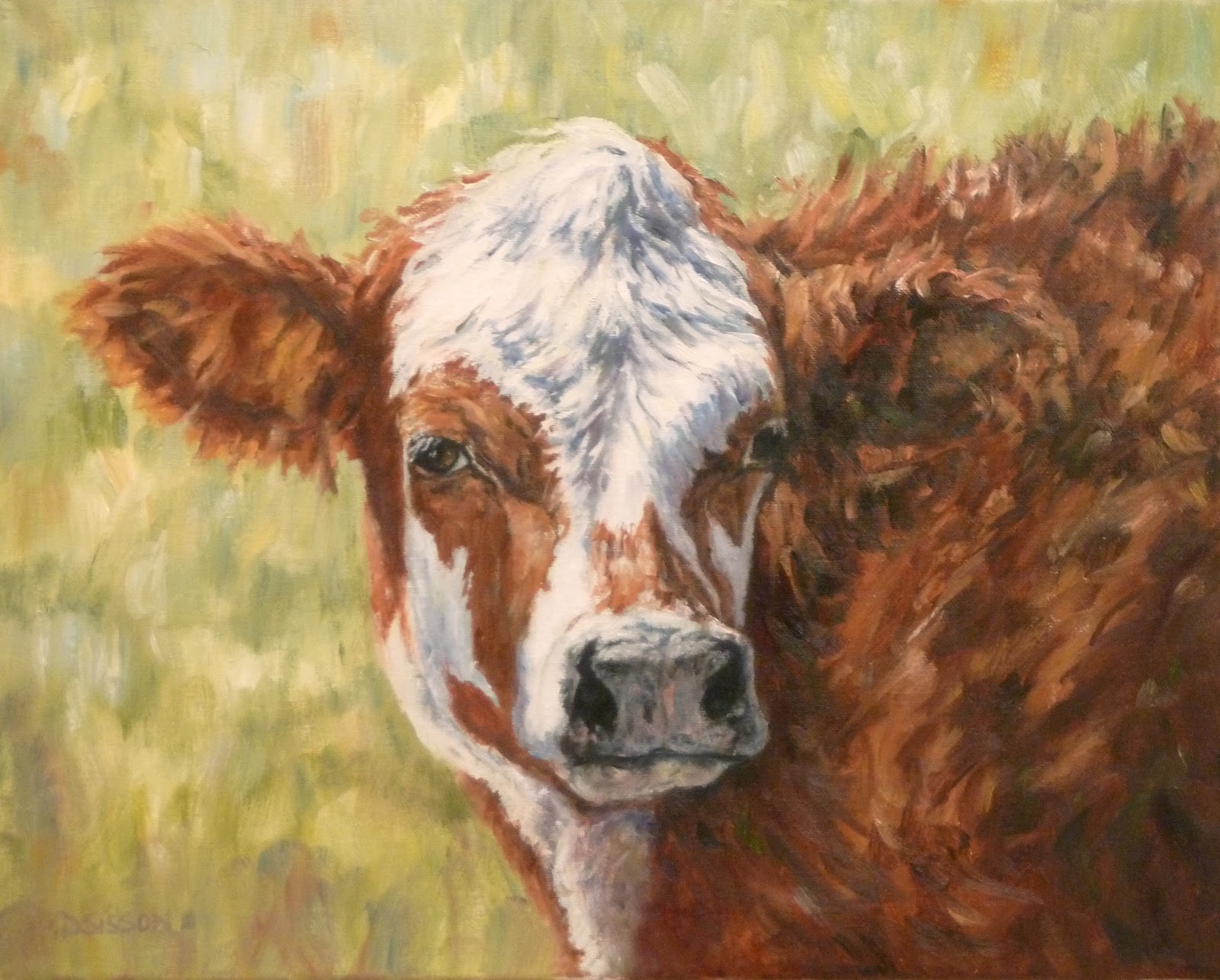 1600x1286 Daily Painting Projects Wooly Calf Oil Painting Cow Art - Calf Painting