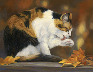 300x234 Calico Cat Paintings Fine Art America - Calico Cat Painting