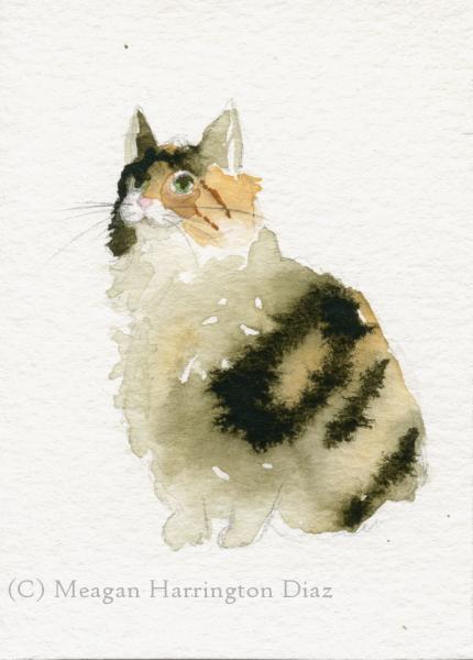 430x600 Cat Art - Calico Cat Painting