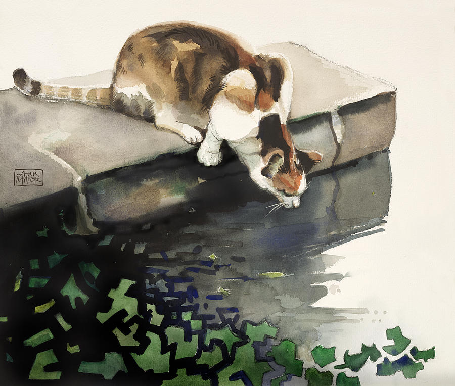900x764 Calico Cat Painting By Ann Miller - Calico Painting