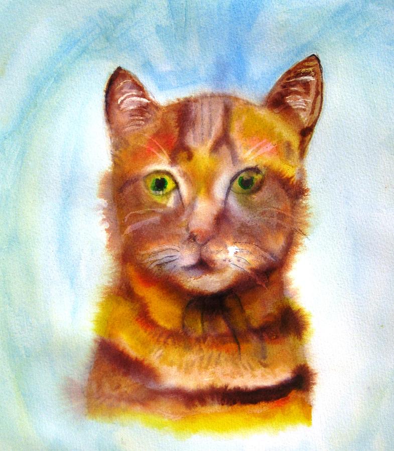785x900 Calico Cat Painting By Ronald Oliver - Calico Painting