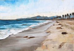 236x164 Cloudy Beach Santa Barbara, California Landscape Painting - California Beach Painting