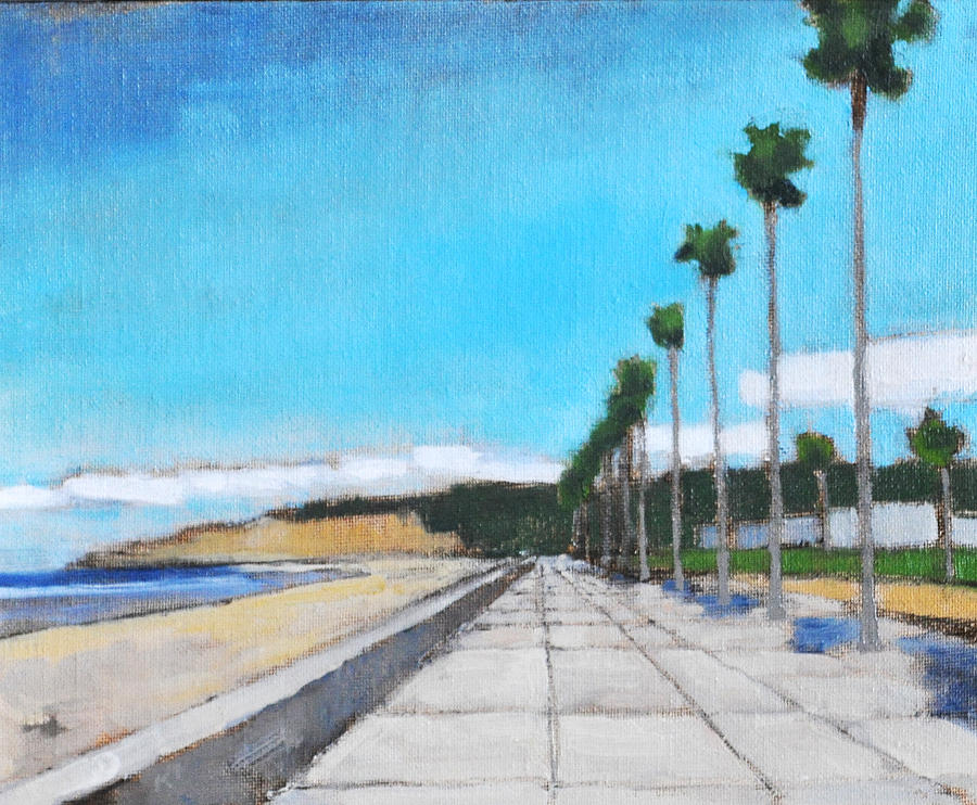 900x742 La Jolla California Beach Palms Painting By Kevin Inman - California Beach Painting
