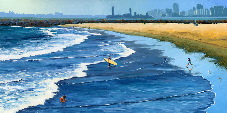 900x450 Long Beach California Painting By Alice Leggett - California Beach Painting