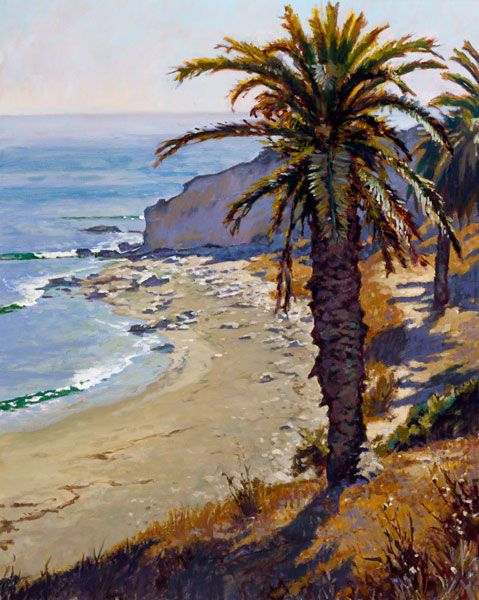 479x600 Refugio Beach California Landscape Painting John Comer Canvas - California Beach Painting