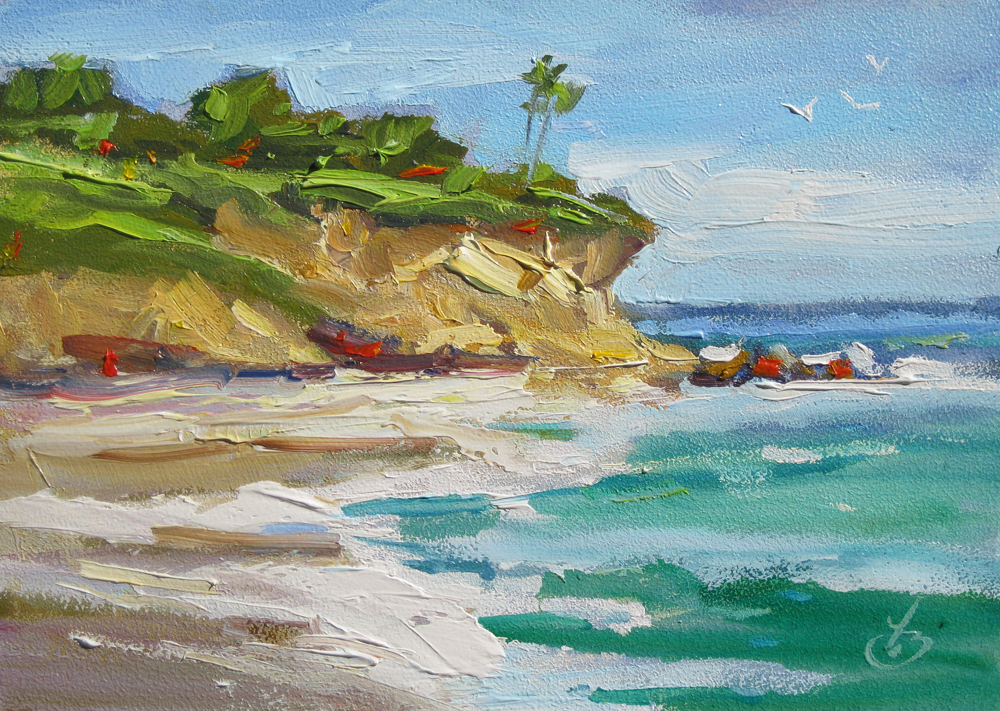 1000x711 Tom Brown Fine Art Laguna Beach, Ocean, 5x7 California - California Beach Painting