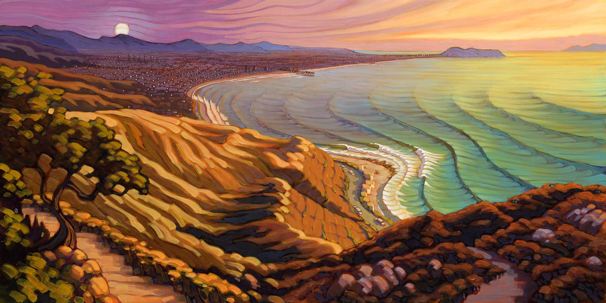 2000x1000 Chasing Gold Matt Beard Art - California Coast Painting