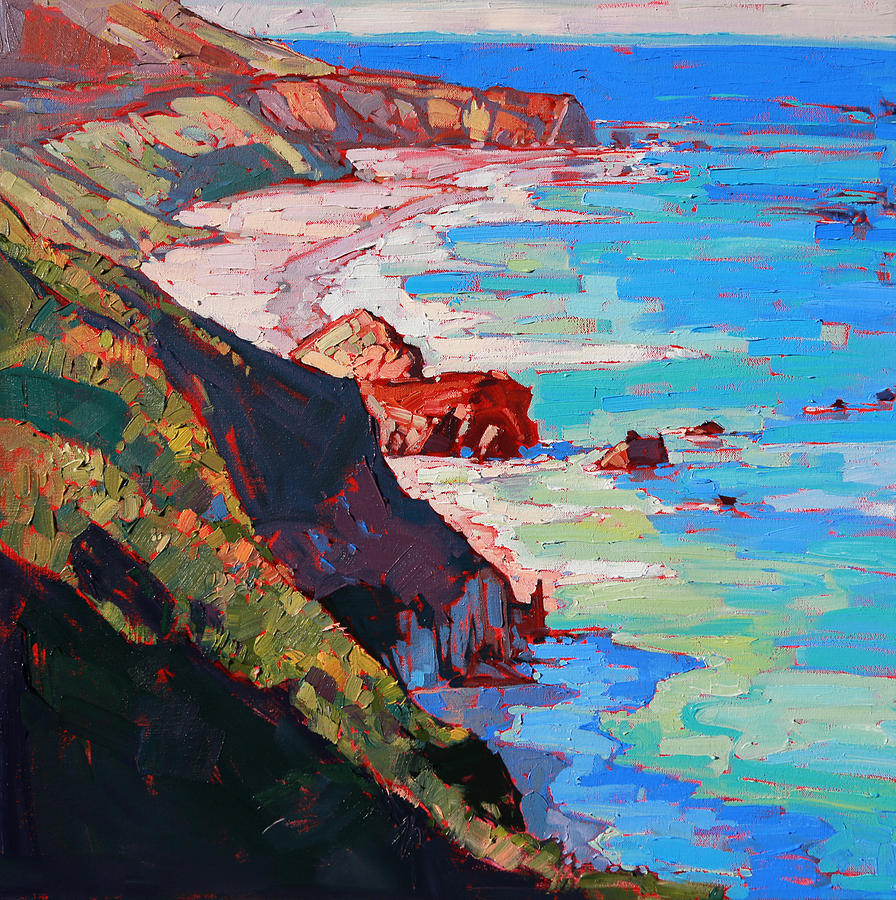 896x900 Coast Line Painting By Erin Hanson - California Coast Painting