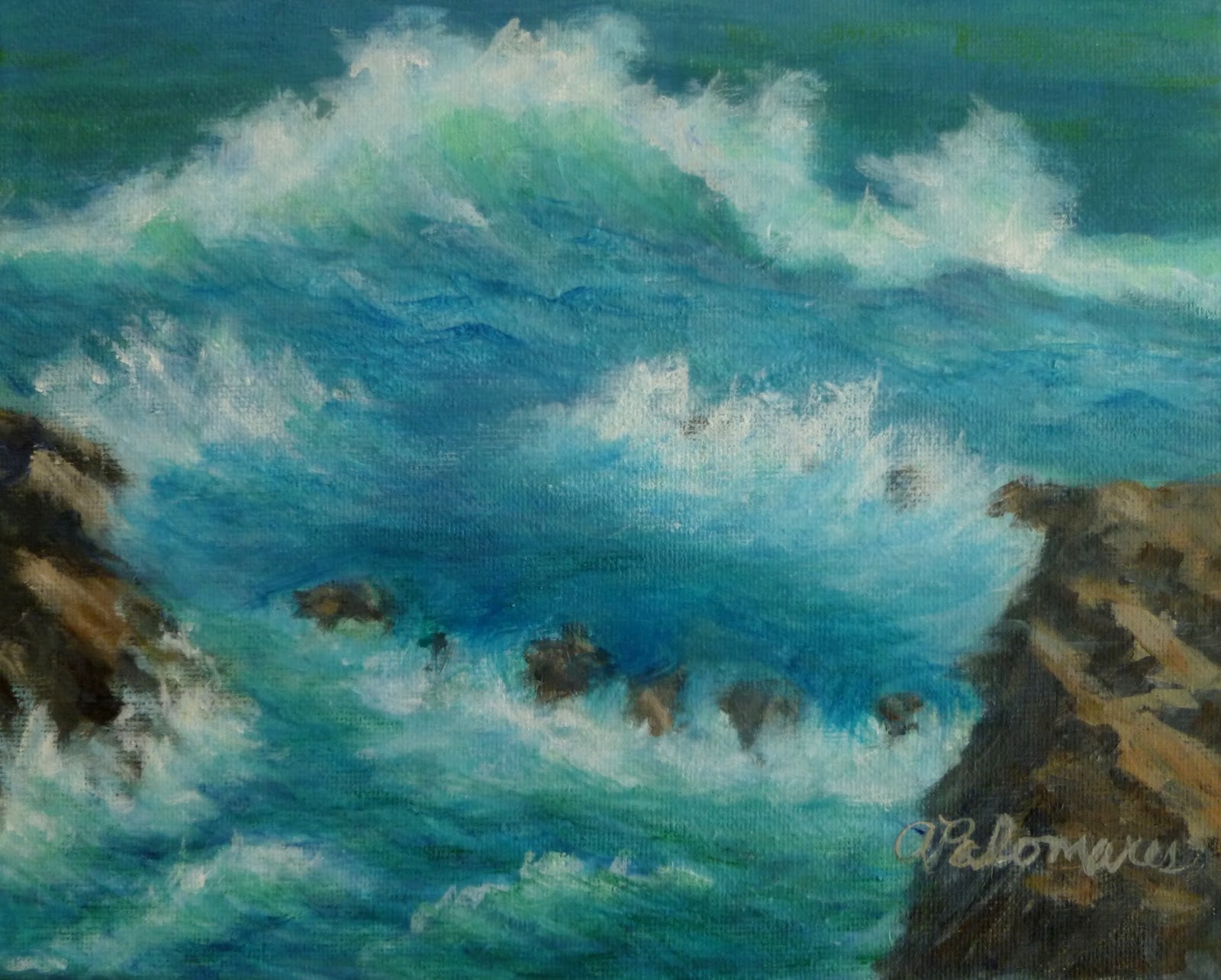 1600x1285 Rocky California Coast Painting Amber Palomares Coastal - California Coast Painting