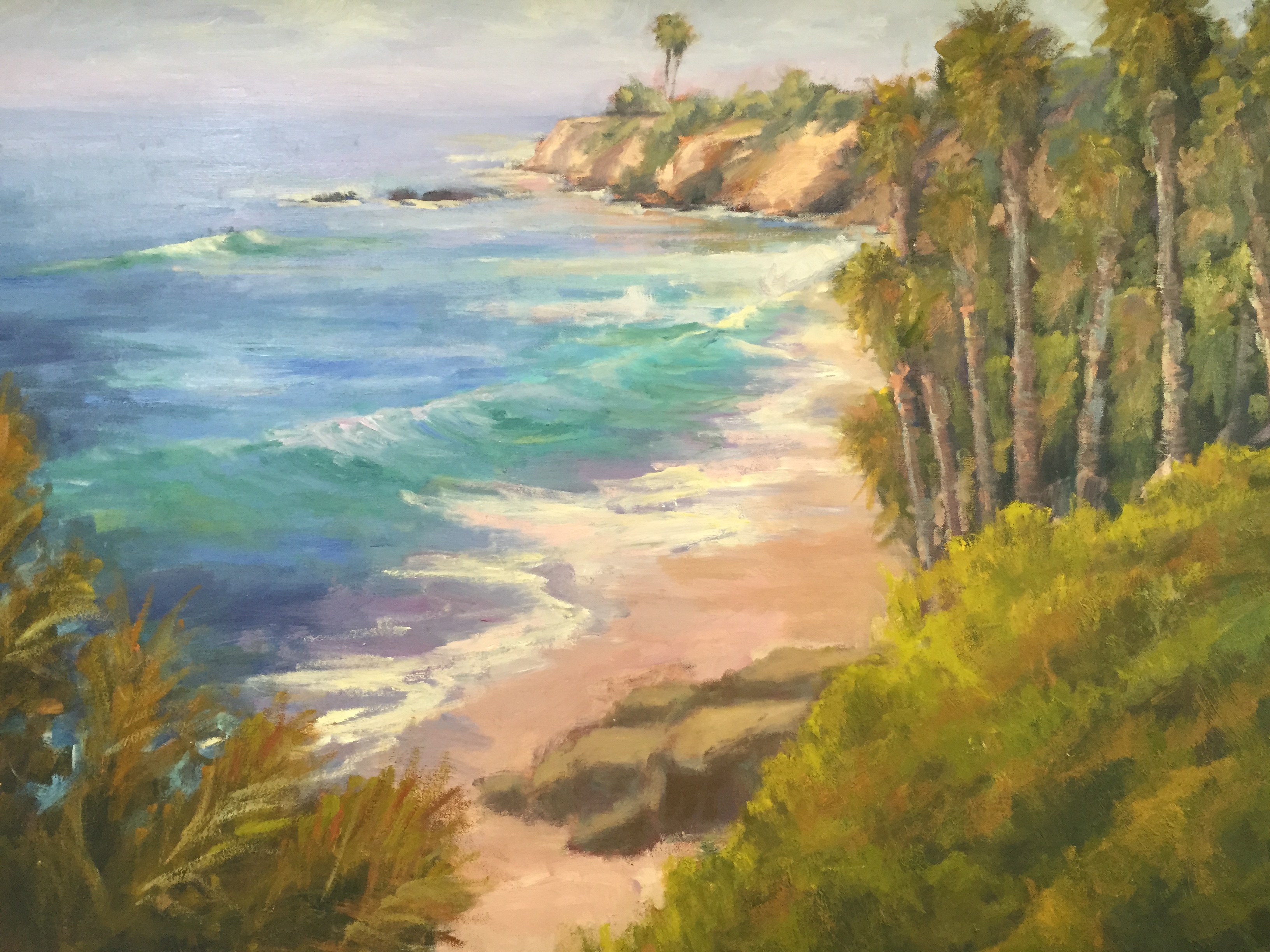 3264x2448 California Coast 36x48 Original Oil Painting By Kathleen M Robison - California Coast Painting
