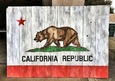 236x166 California Flag, Rustic, Wood Sign, Beach Decor, Home And Living - California Flag Painting