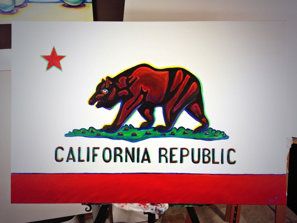 1024x769 Lani Woods California Bear Flag Painting Bear Flag Museum - California Flag Painting