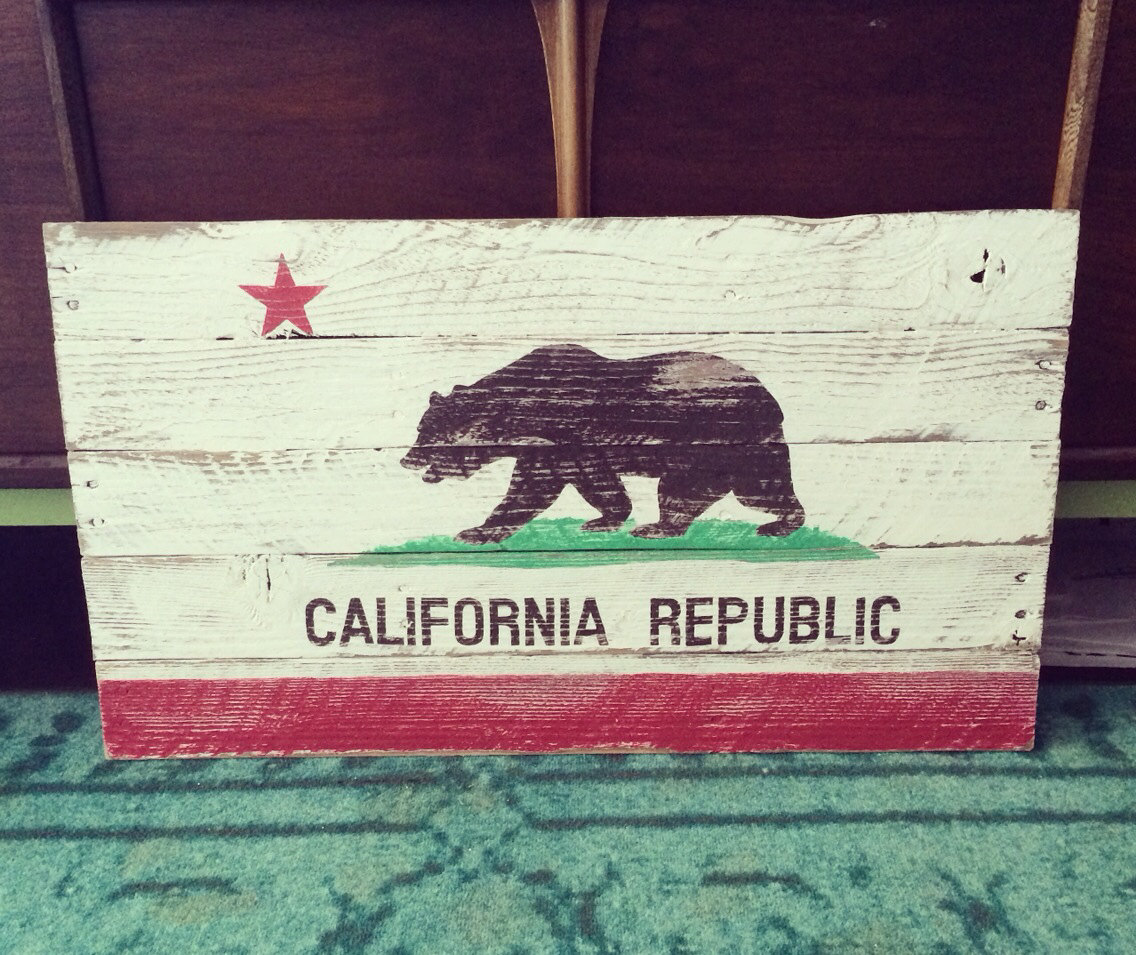 1136x955 Reclaimed Hand Painted Wood California Flag - California Flag Painting