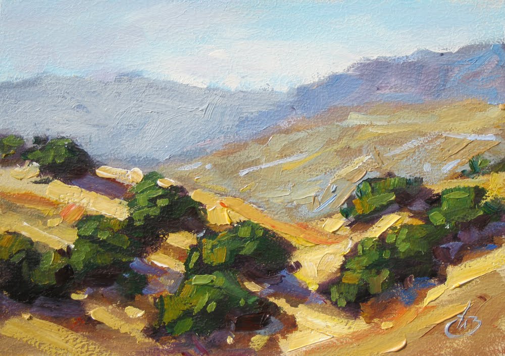 1000x705 Tom Brown Fine Art California Live Oaks, 5x7 Impressionist - California Landscape Painting