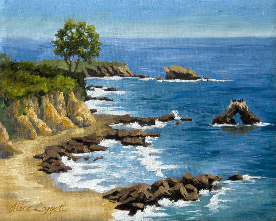 900x721 Corona Del Mar California Painting By Alice Leggett - California Painting