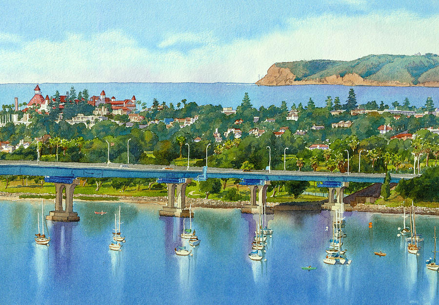 900x626 Coronado Island California Painting By Mary Helmreich - California Painting