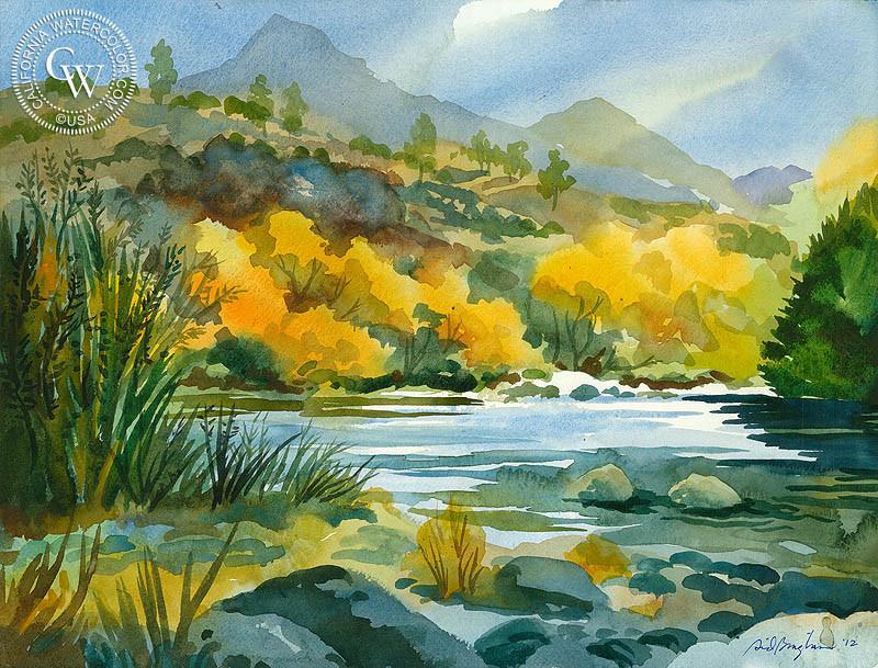 800x609 Late Afternoon Light, Kern River, Watercolor Art By Sid Bingham - California Painting