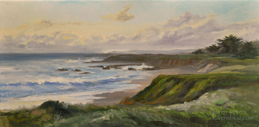900x442 Mooonstone Beach Sunset Oil Painting, Cambria, California - California Painting