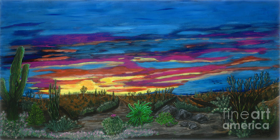 900x450 California Desert Sunset Painting By Gary Brandes - California Painting