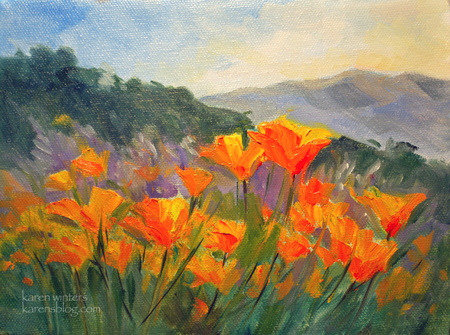 450x335 Poppy Parade - California Poppy Painting