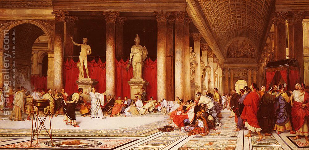 1000x487 The Court Of Caligula Virgilio Mattoni De La Fuente Reproduction - Caligula Painting