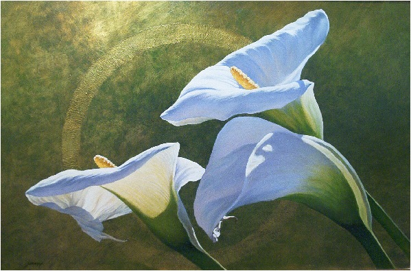 599x395 Floral Paintings - Calla Lily Oil Painting