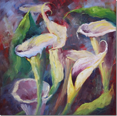 487x484 Jean Levert Hoodtexas Hill Country Painter Calla Lily Oil - Calla Lily Oil Painting
