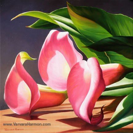 432x432 Pink Calla Lilies, Oil Painting. Varvara Harmon Oil Varvara - Calla Lily Oil Painting