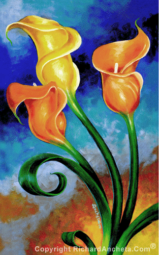 313x500 Calla Lily Painting By Richard Ancheta - Calla Lily Oil Painting
