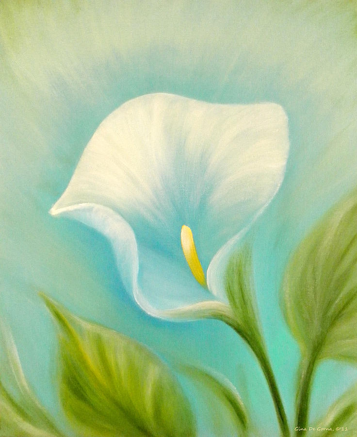 736x900 White Calla Lily Painting By Gina De Gorna - Calla Lily Painting
