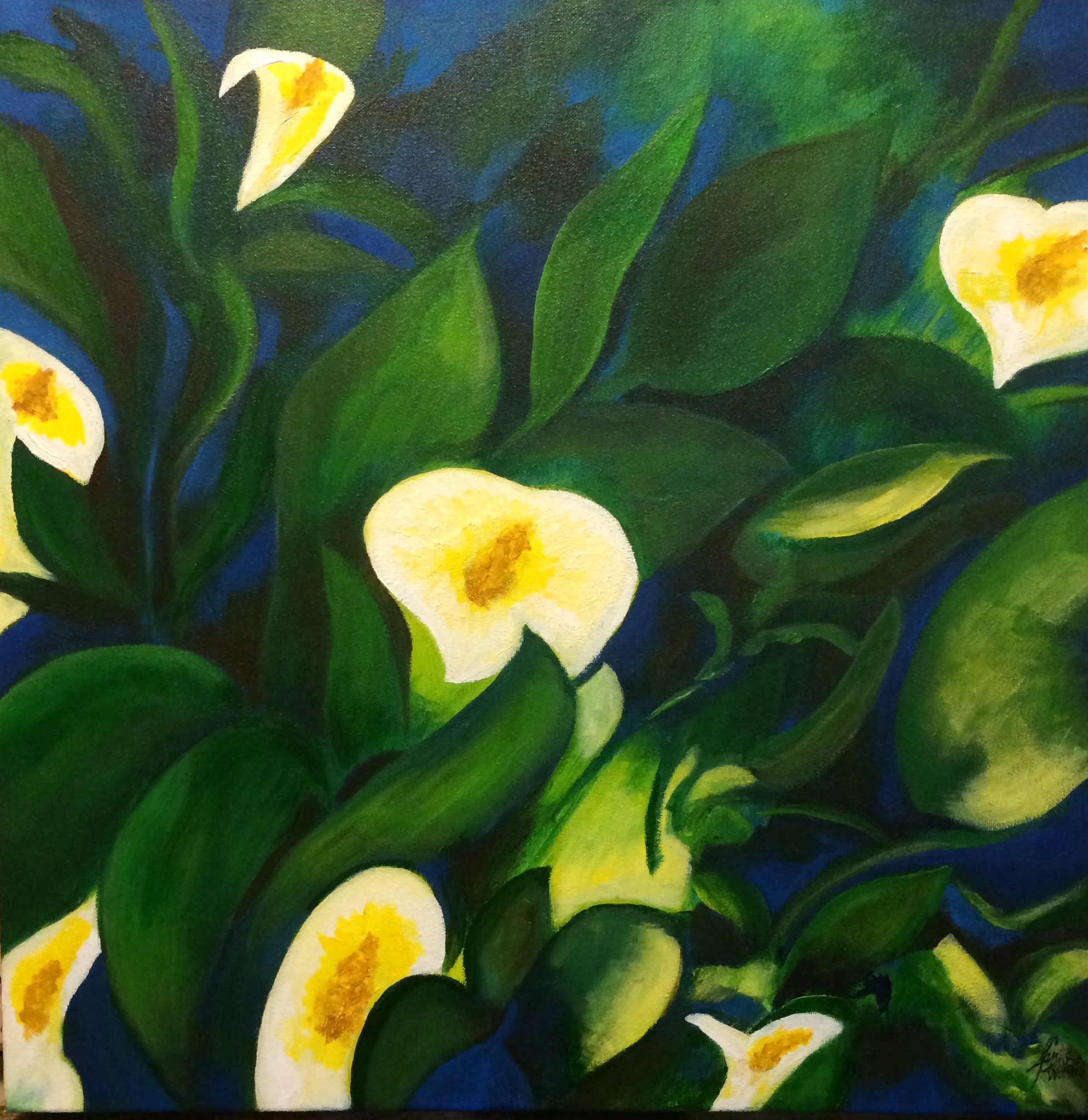 1988x2047 Calla Lilies Painting Jan C Watford - Calla Lily Watercolor Painting
