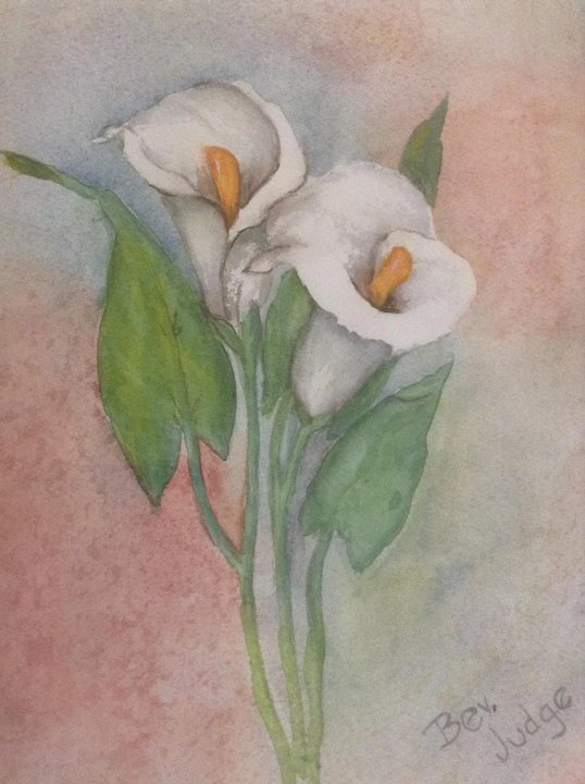 538x720 Bev Judge, Watercolor Painting, Calla Lilies Floral, Works - Calla Lily Watercolor Painting