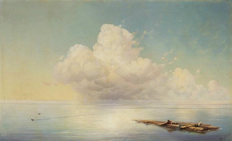 750x456 Cloud Over The Calm Sea, 1877 - Calm Sea Painting