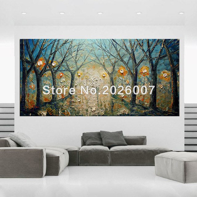 640x640 Hand Painted Landscape Decor Calming Colors Thick Palette Knife - Calming Painting